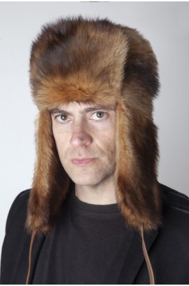 Polar polecat fur hat, Russian style